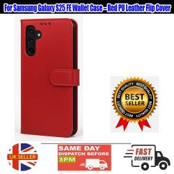 Samsung Galaxy S25 FE Wallet Case – Red PU Leather Flip Cover, Card Slots